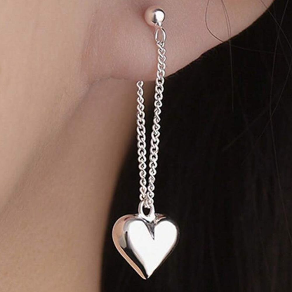 Silver heart dangling earrings! New